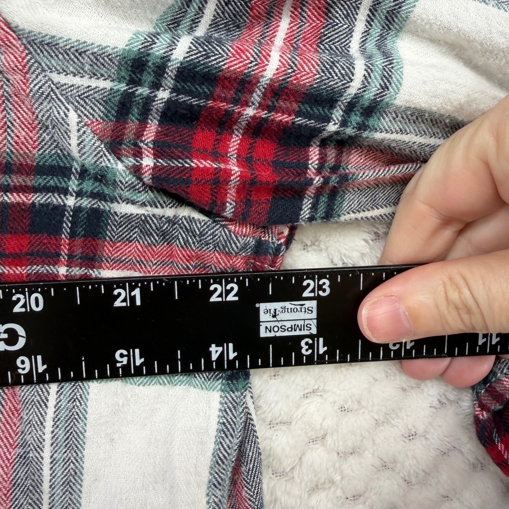 Lucky Brand Flannel Shirt Mens L Red White Plaid Saturday Stretch Long Sleeve - Picture 4 of 9